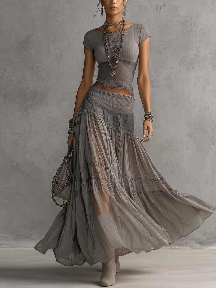 MILENA – Gray Lace Set