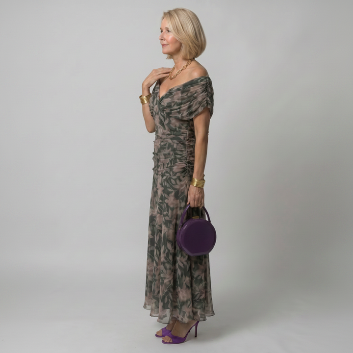 Ava | Off Shoulder Flow Midi Dress