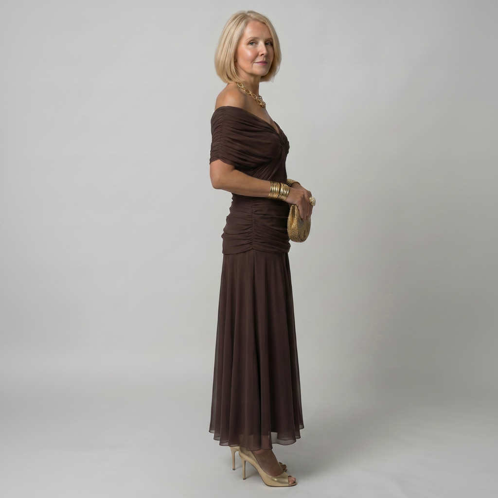Ava | Off Shoulder Flow Midi Dress