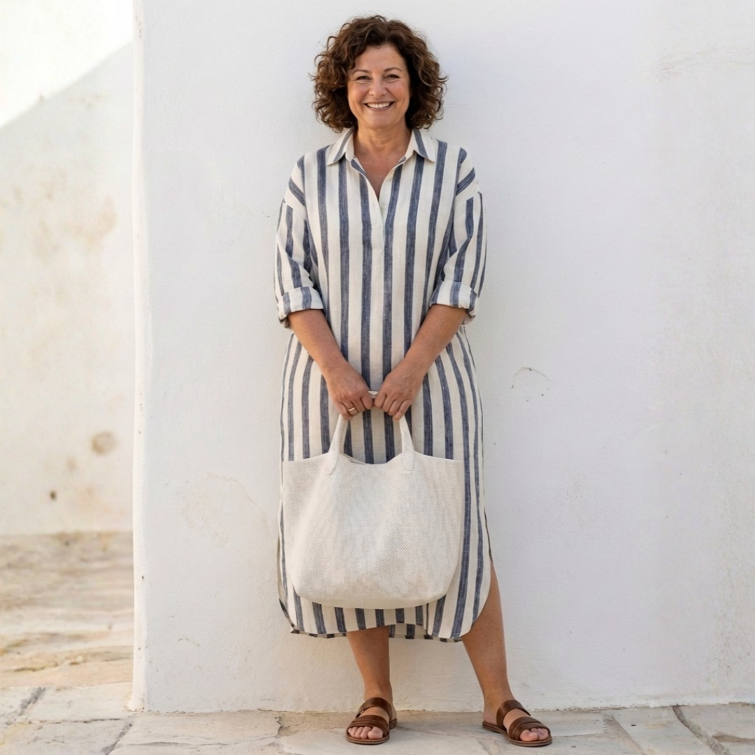 Naomi | Long Sleeve Striped Midi Dress