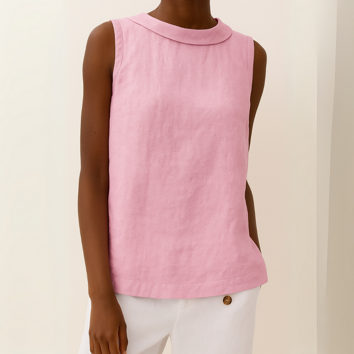 Piper | Sleeveless Roll Collar Top