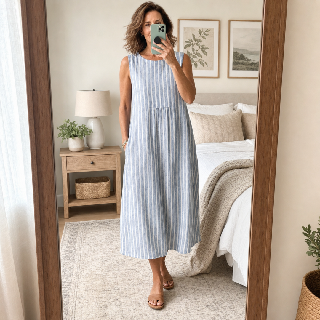 Helen | Striped Midi Dress