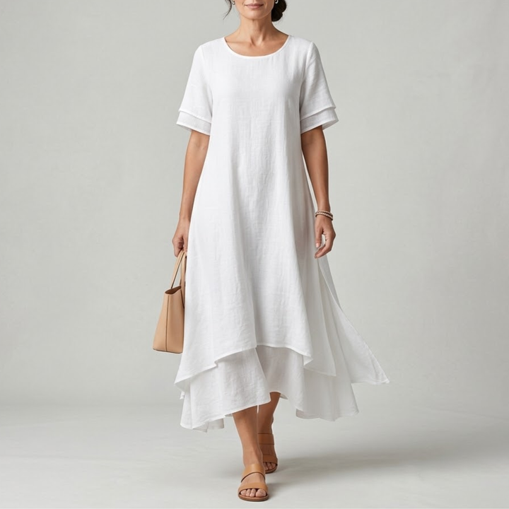 Lia | Women's Double-Layer Cotton-Linen Dress