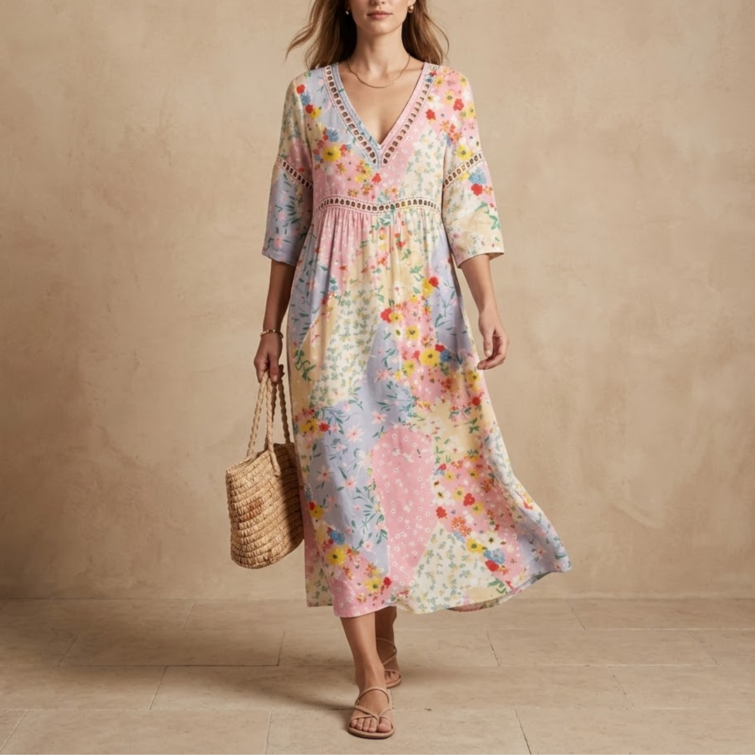 Leah | Floral Patchwork Dress