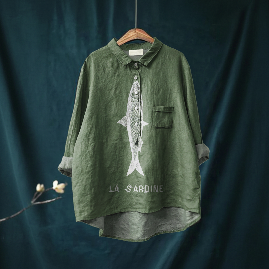 Lucy | Fish Graphic Printed Casual Shirt