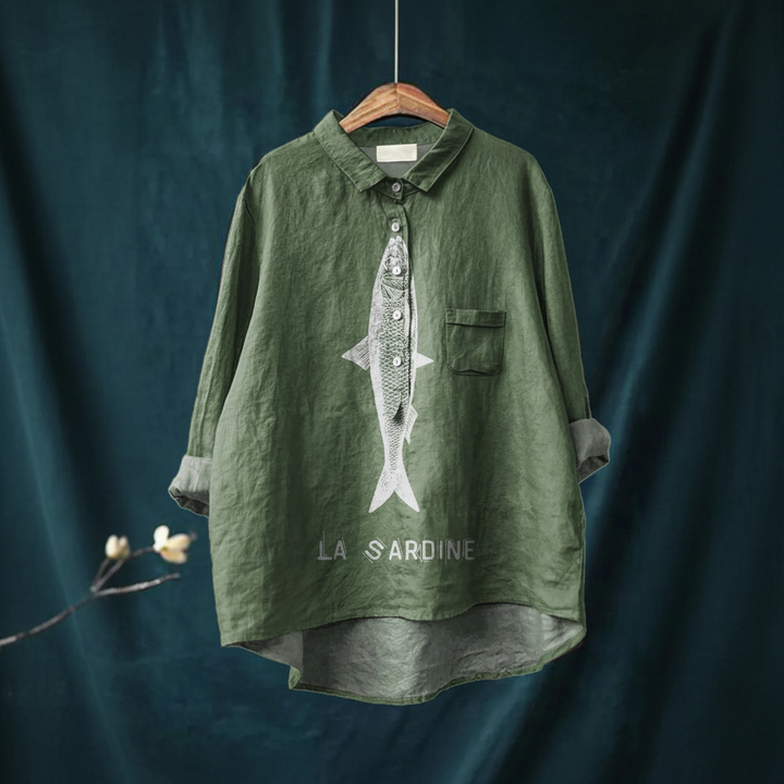 Lucy | Fish Graphic Printed Casual Shirt