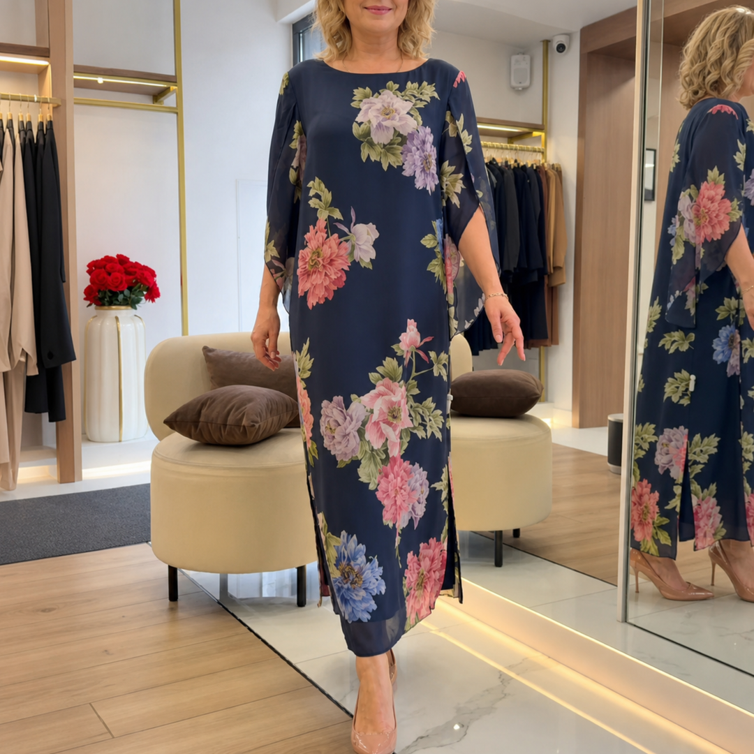 Lori | Floral Print Maxi Dress Lightweight Chiffon Comfort