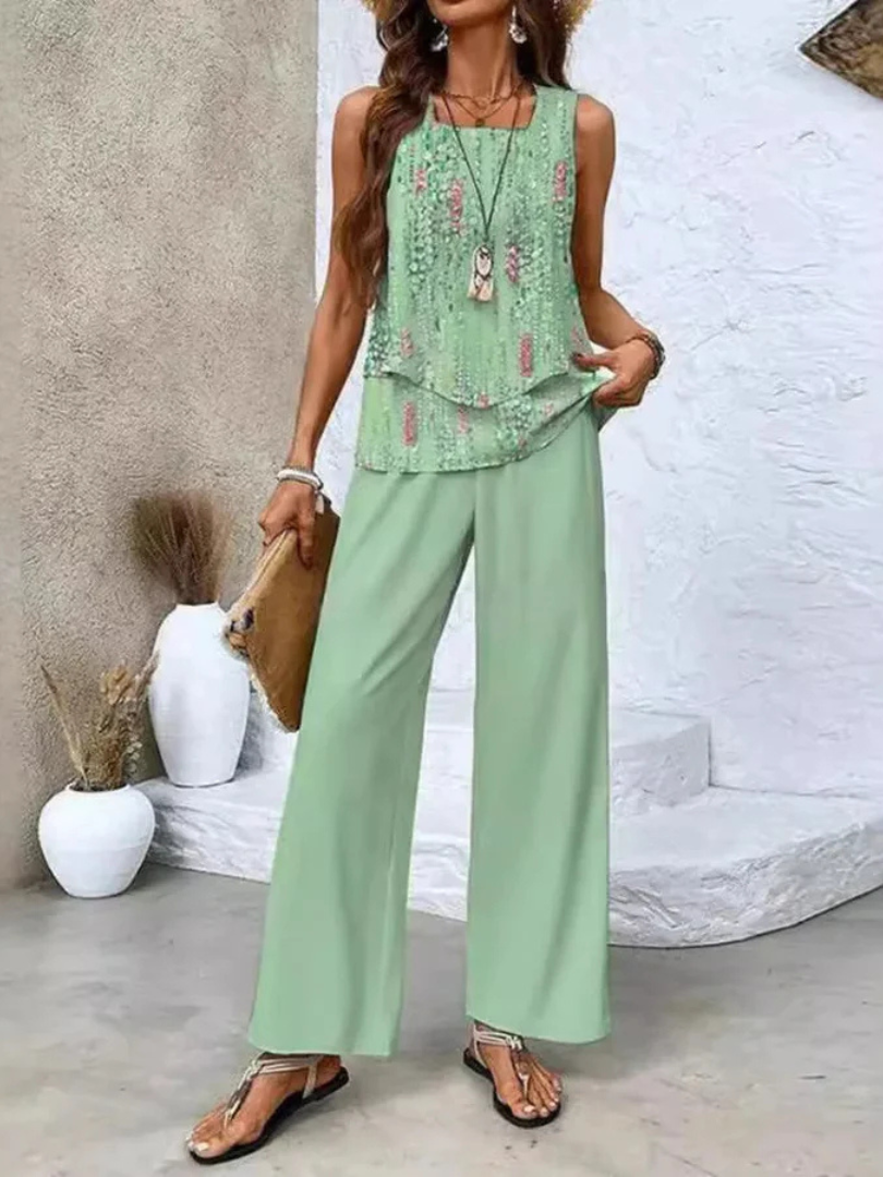 Ovelynra™ | Sleeveless Top and Wide Leg Pants
