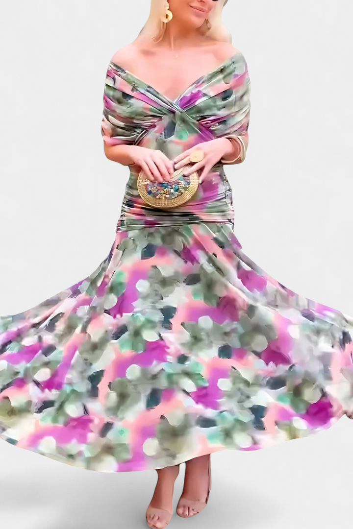Florendra™ | Floral Long Dress V-Neck