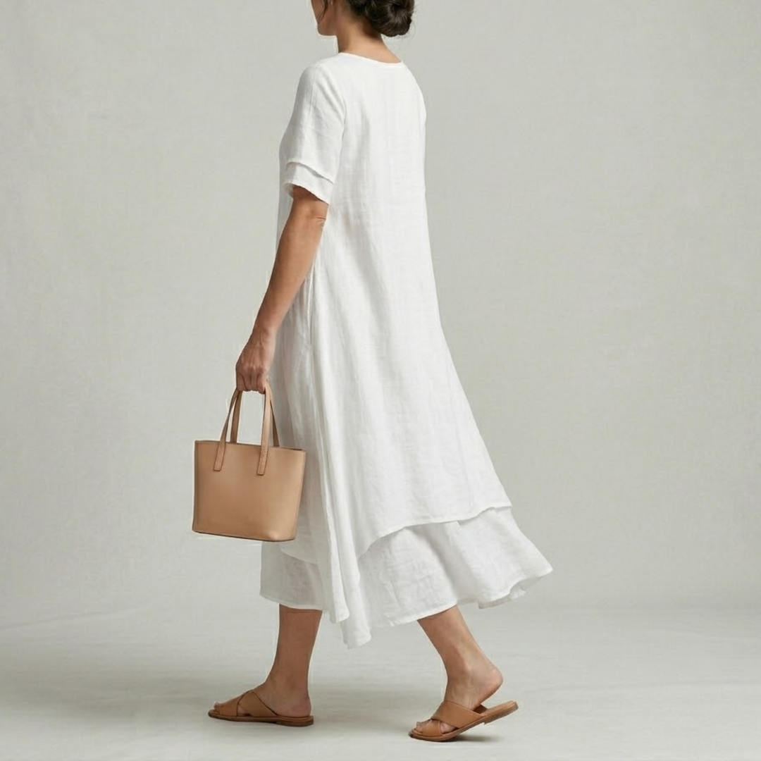Lia | Women's Double-Layer Cotton-Linen Dress