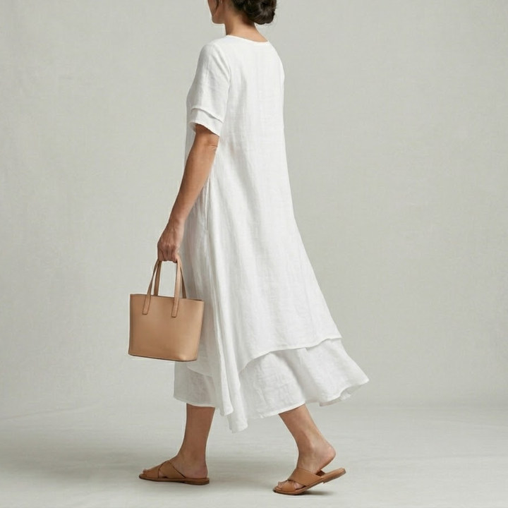 Lia | Women's Double-Layer Cotton-Linen Dress