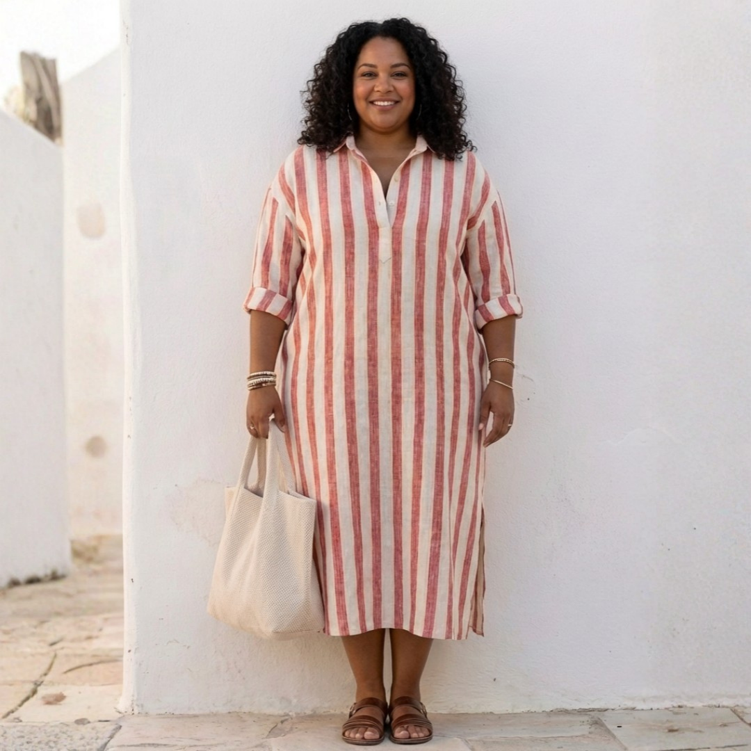 Naomi | Long Sleeve Striped Midi Dress