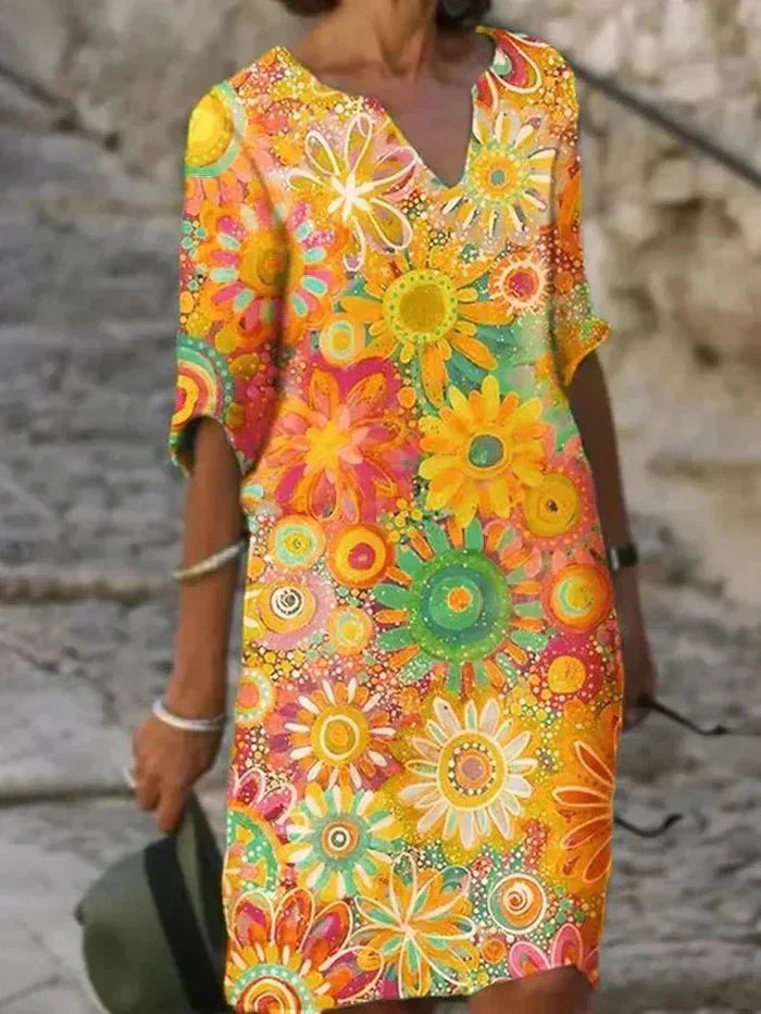 Elara | Vibrant Floral Midi Dress