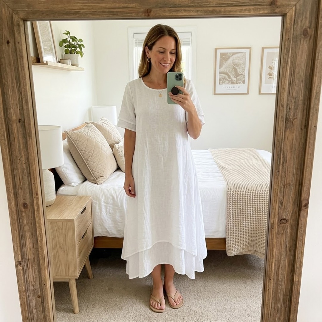 Lia | Women's Double-Layer Cotton-Linen Dress