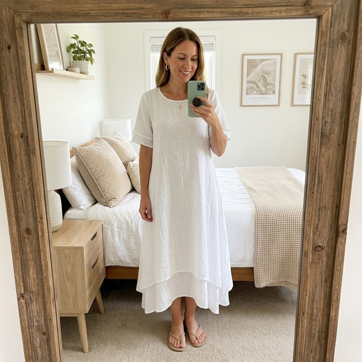 Lia | Women's Double-Layer Cotton-Linen Dress