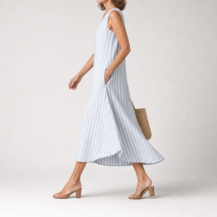 Helen | Striped Midi Dress