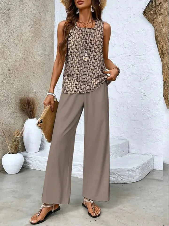 Ovelynra™ | Sleeveless Top and Wide Leg Pants