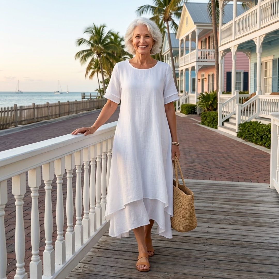 Lia | Women's Double-Layer Cotton-Linen Dress