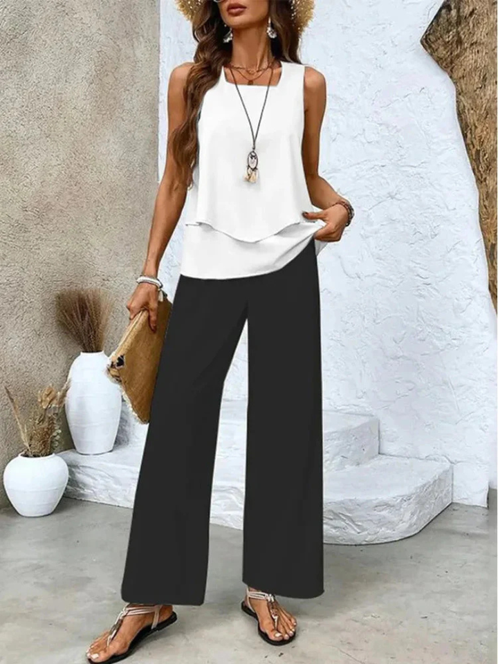 Ovelynra™ | Sleeveless Top and Wide Leg Pants
