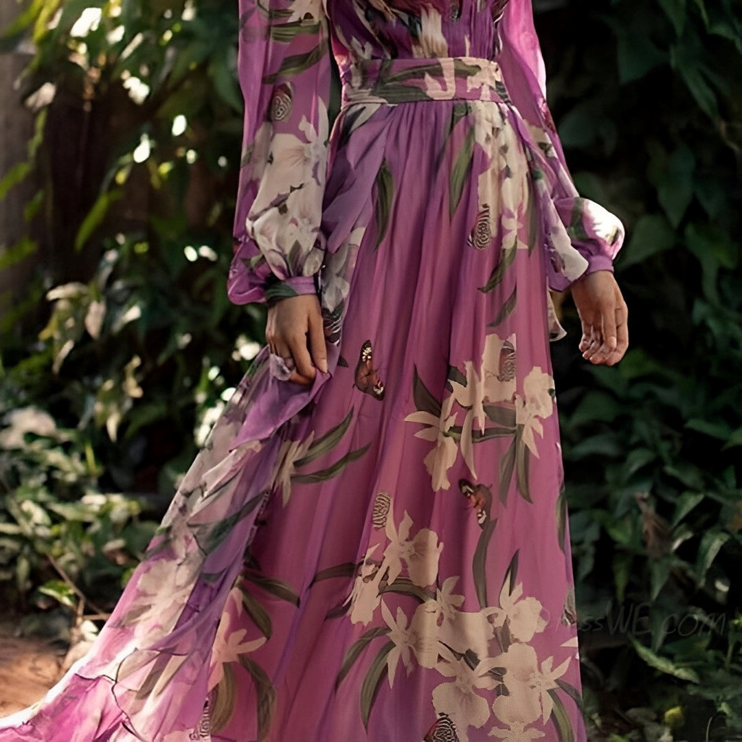 Elizabeth | Women's Floral Maxi Dress with V-neck and Comfortable Design