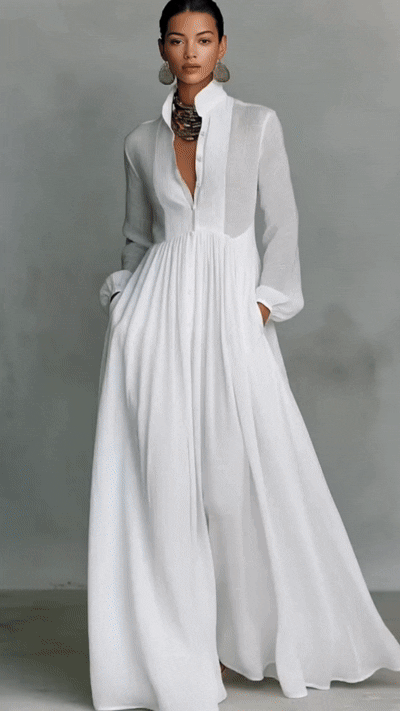 MINIMALIST MAXI DRESS WITH MAO COLLAR