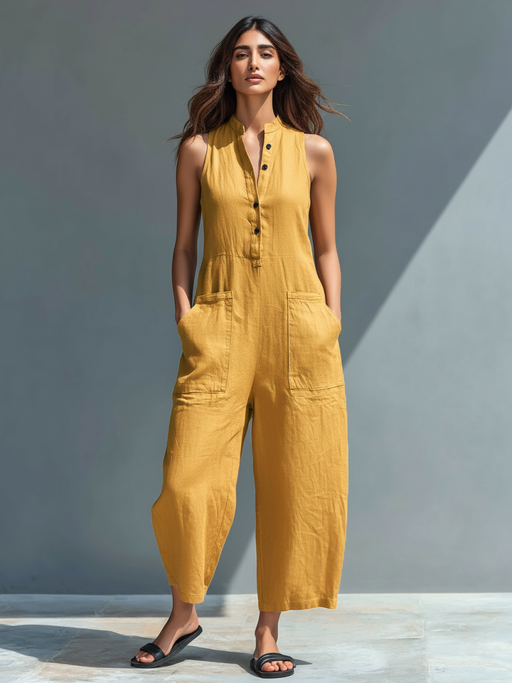 Brisa | Loose-Fitting Sleeveless Jumpsuit with Front Buttons