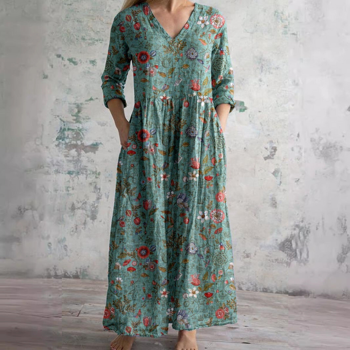 Olivia | Summer Dress with V-Neck and Floral Pattern