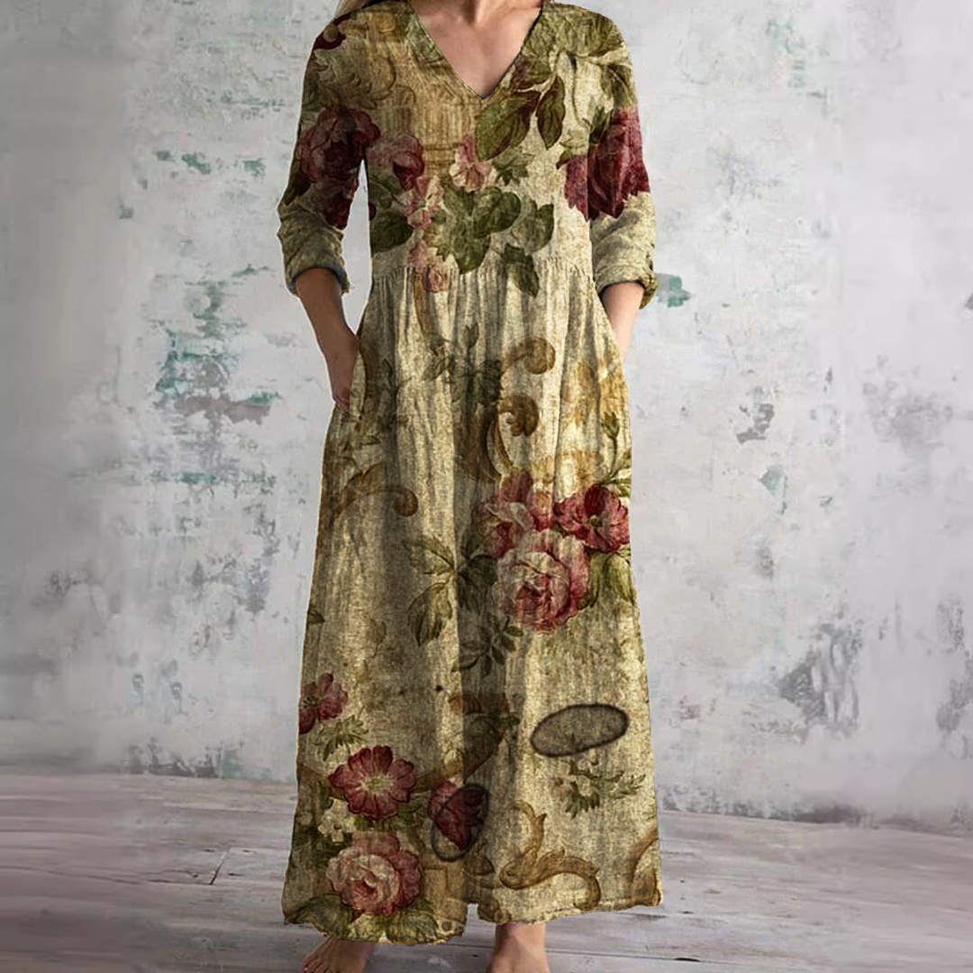 Olivia | Summer Dress with V-Neck and Floral Pattern