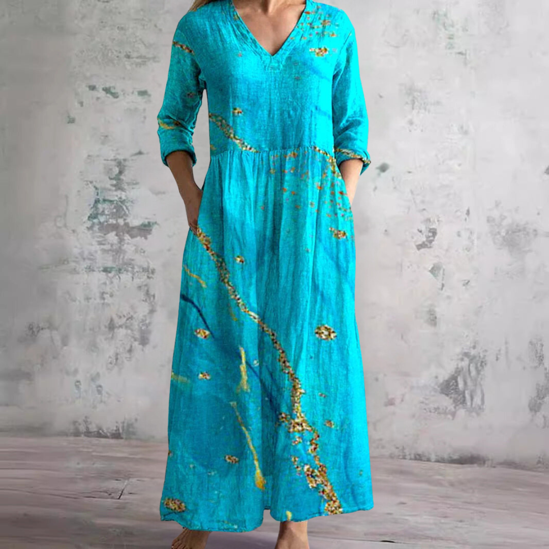 Olivia | Summer Dress with V-Neck and Floral Pattern