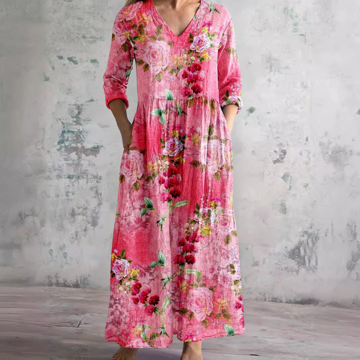 Olivia | Summer Dress with V-Neck and Floral Pattern