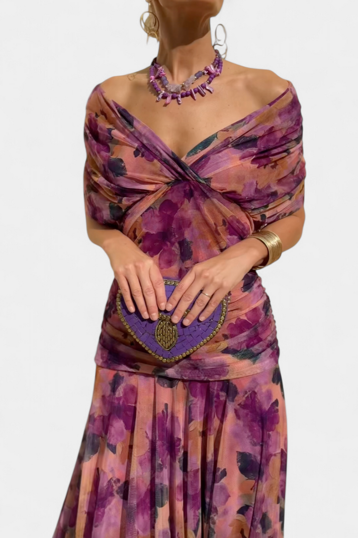Florendra™ | Floral Long Dress V-Neck