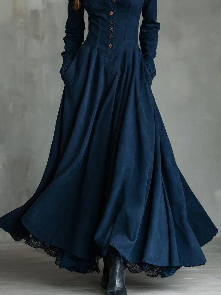 DARK BLUE GOTHIC DRESS WITH LACE