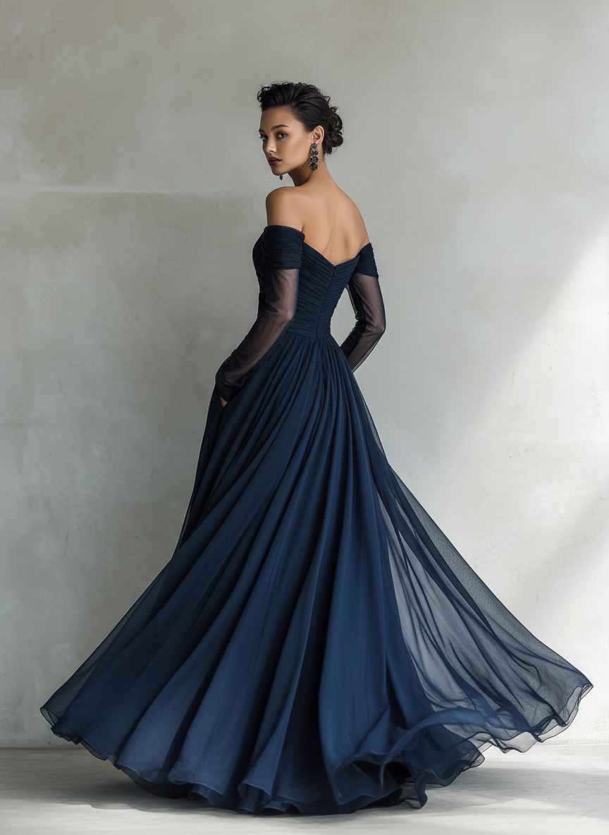 OFF-THE-SHOULDER ORGANZA MAXI DRESS