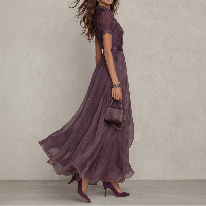 Alice | Long Purple Dress Keyhole Neckline