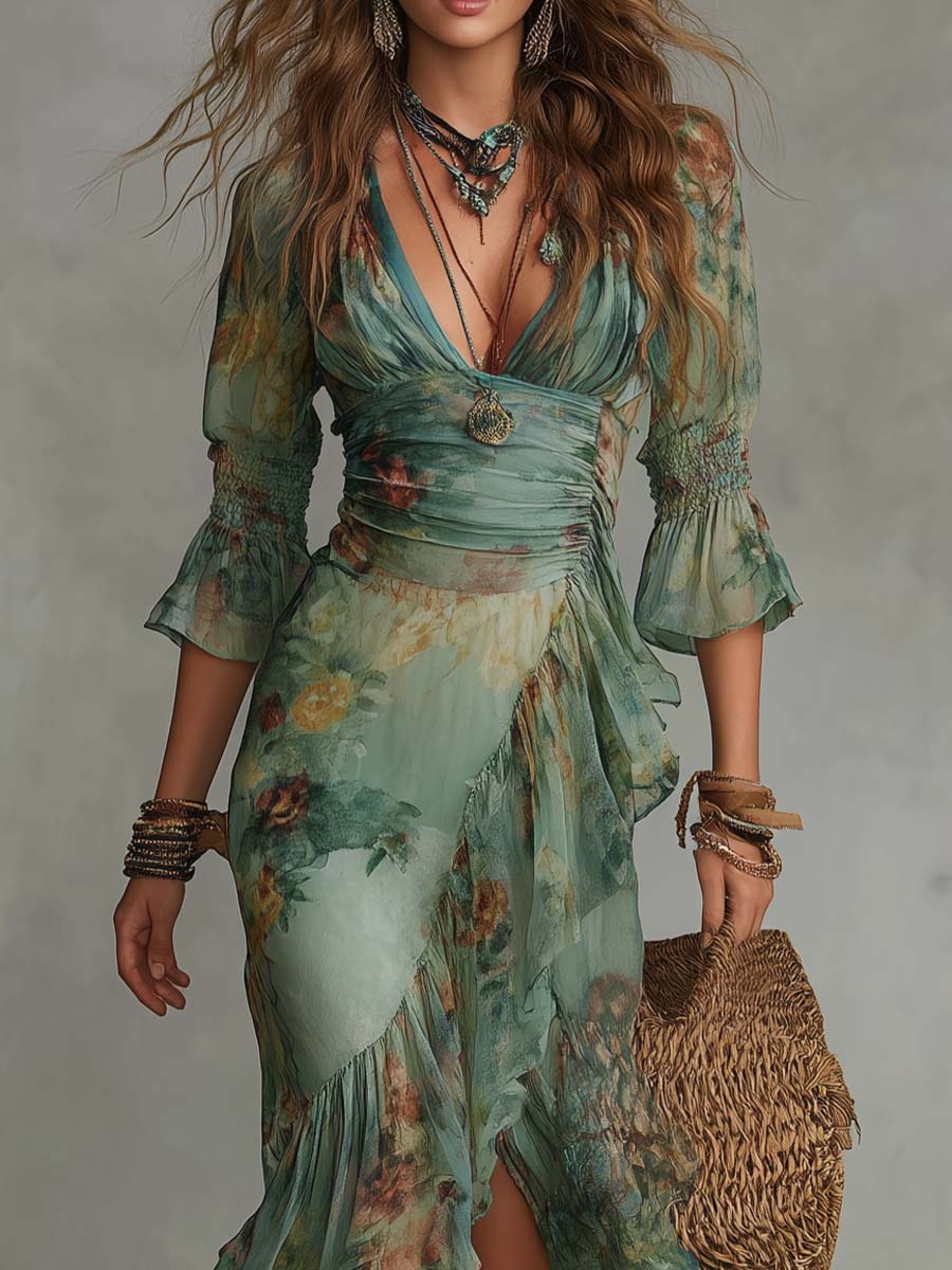 Amara | Boho Slit Maxi Dress