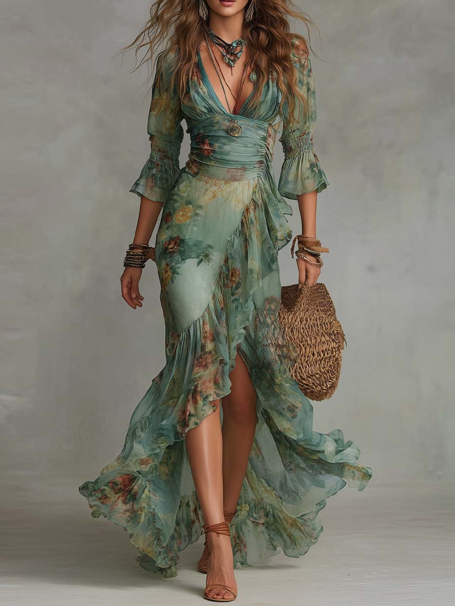 Amara | Boho Slit Maxi Dress