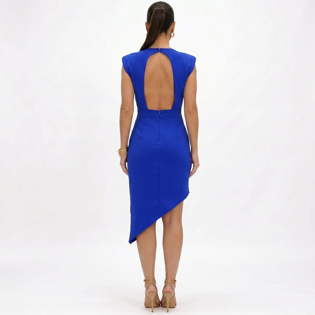 Lana - Asymmetrical dress with structured shoulders