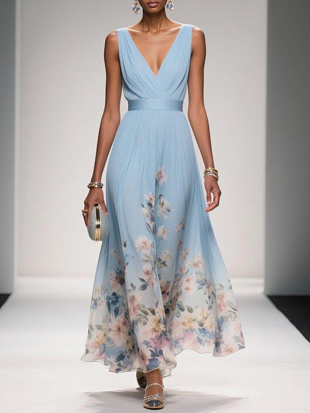 SLEEVELESS V-NECK MAXI DRESS