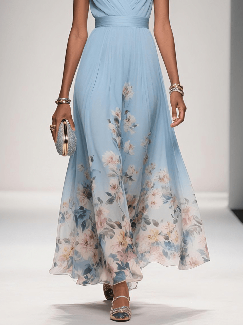 SLEEVELESS V-NECK MAXI DRESS