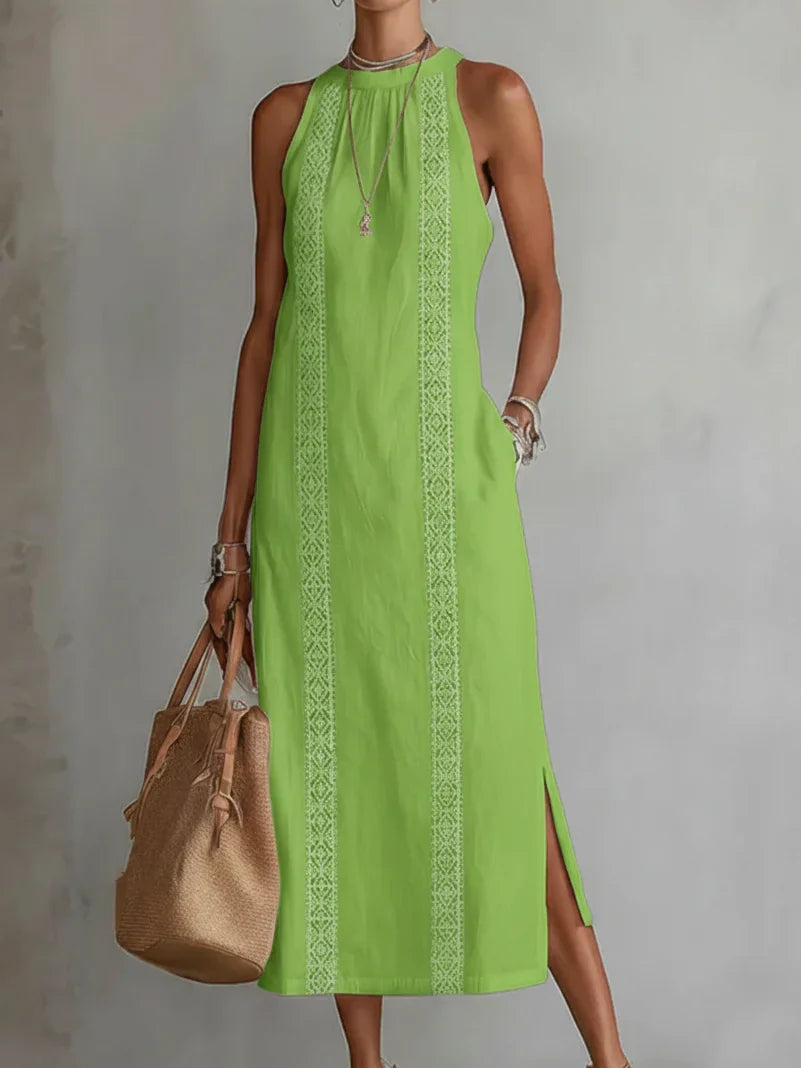 OFF-SHOULDER MAXI DRESS WITH SLIT