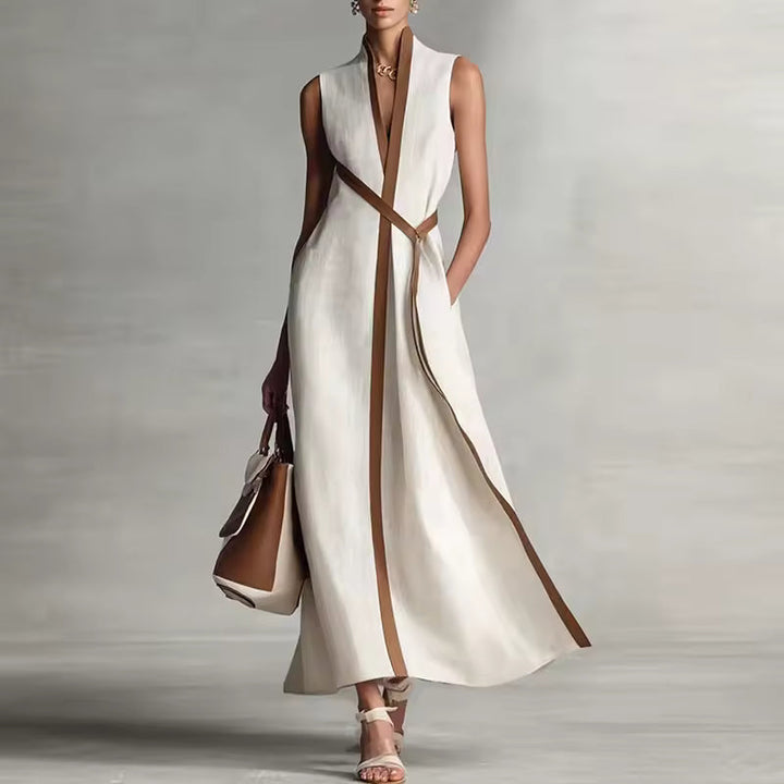 HIGH NECK MAXI DRESS WITH POCKETS