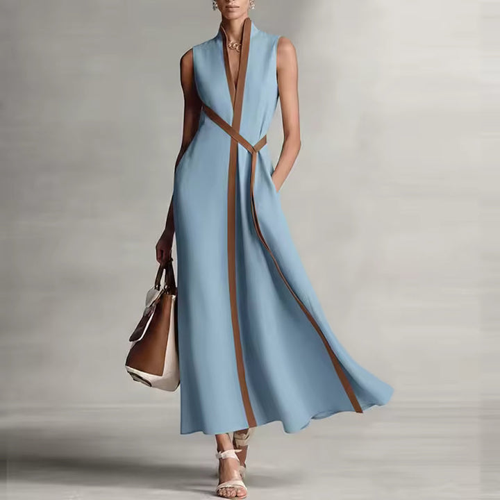 HIGH NECK MAXI DRESS WITH POCKETS