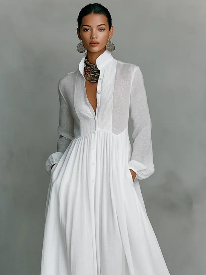 MINIMALIST MAXI DRESS WITH MAO COLLAR