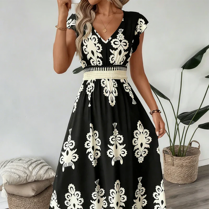 Candela | Baroque maxi dress with V-neck