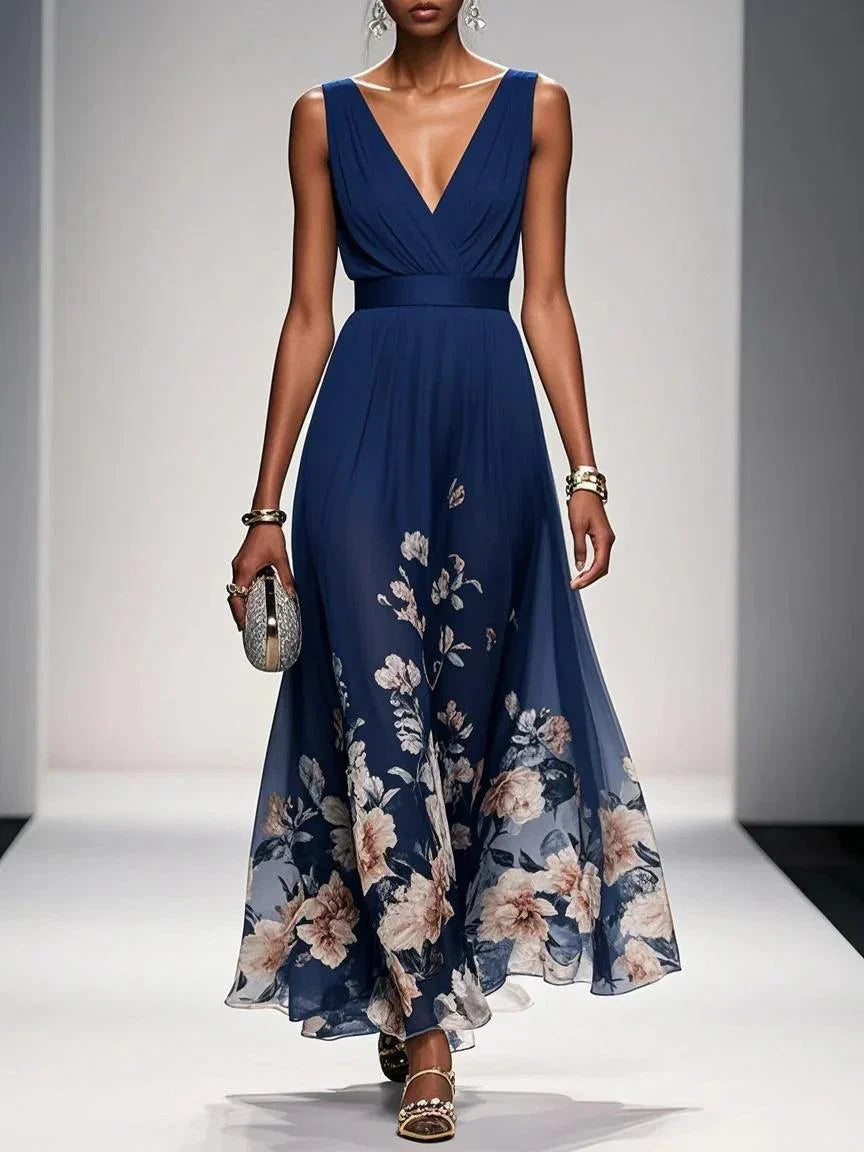 SLEEVELESS V-NECK MAXI DRESS
