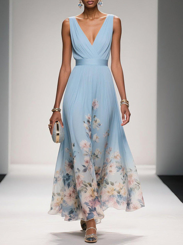 SLEEVELESS V-NECK MAXI DRESS