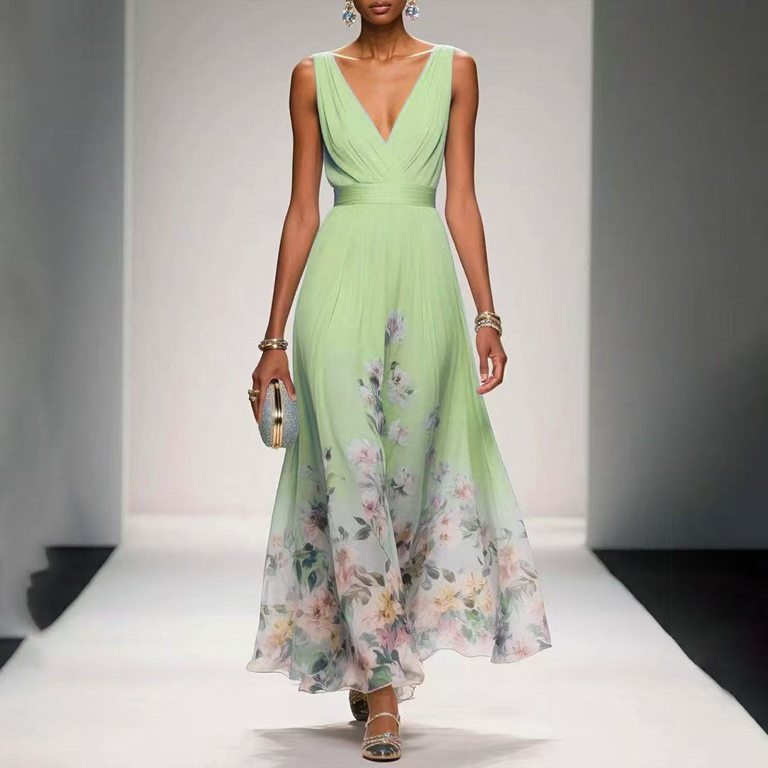 SLEEVELESS V-NECK MAXI DRESS