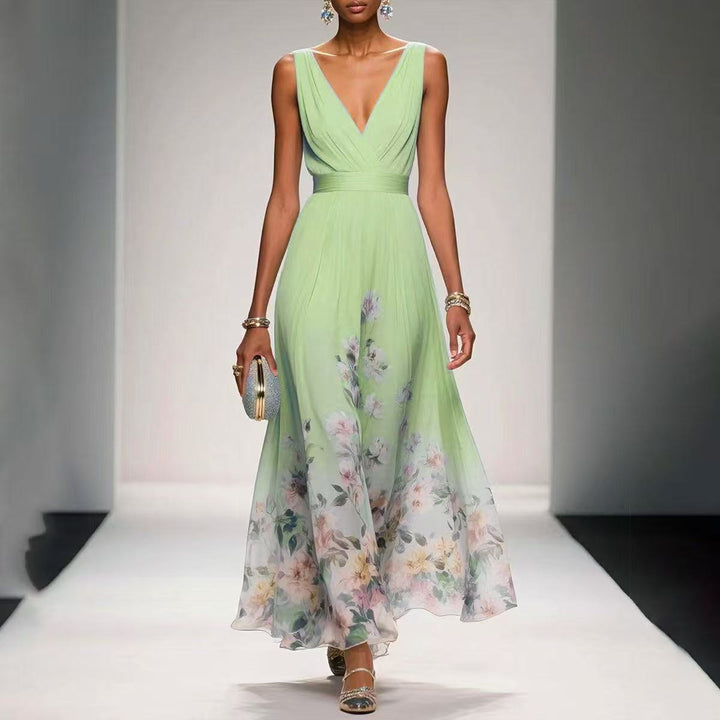 SLEEVELESS V-NECK MAXI DRESS