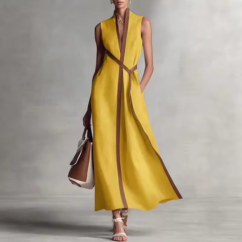 HIGH NECK MAXI DRESS WITH POCKETS